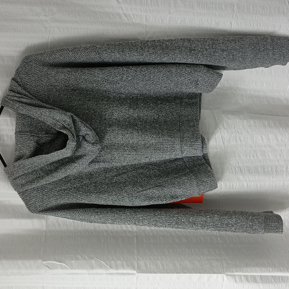 Adrienne Vittadini Sport Gray Ribbed Pullover Hoodie L - Picture 2 of 5